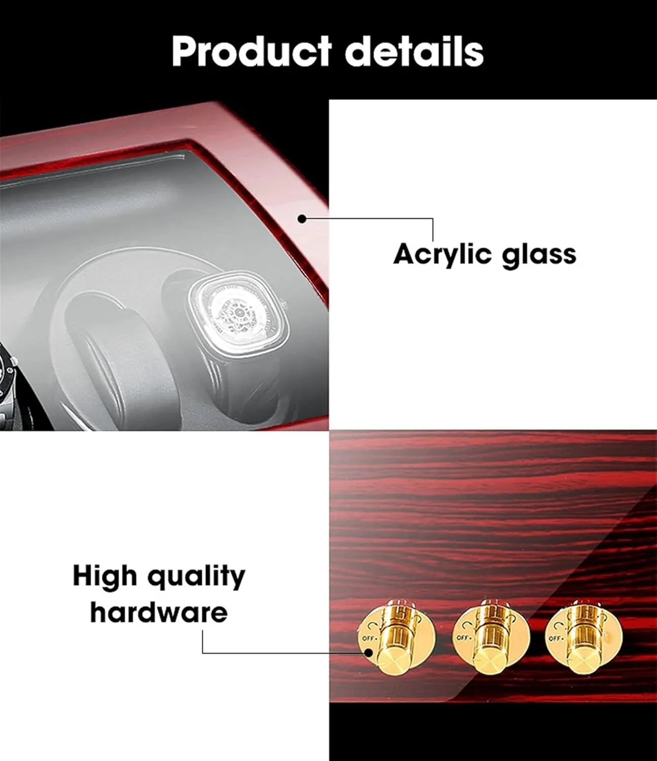 Watches Storage Display Case signaler puppet Box, with Super Quiet Motor, 4 Rotation Mode Setting, Flexible Watch Pillow Fit Lady,Flower Wood Milky White-6 7 Watch Display Box Watch Winder for Automatic 