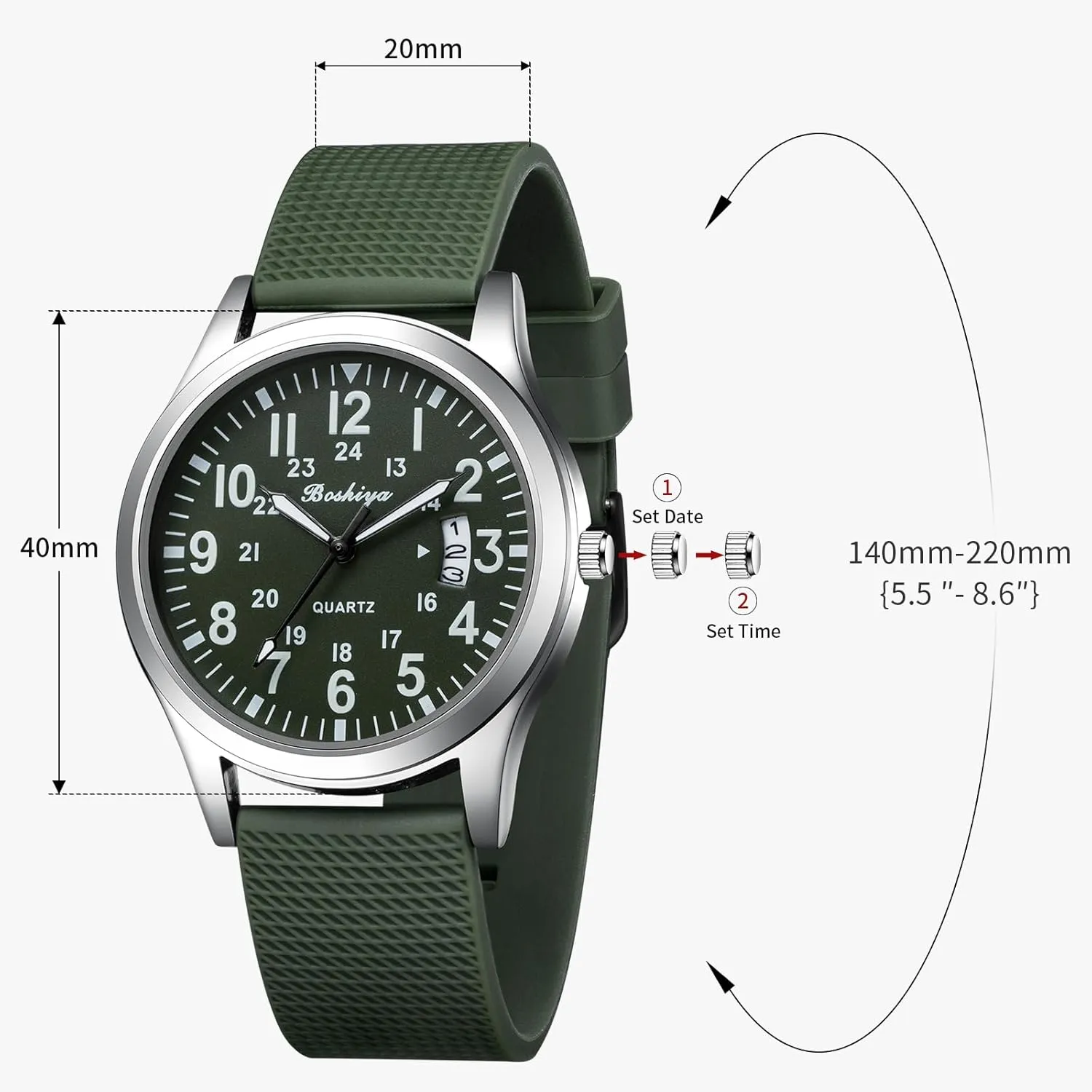 Watches Unisex Military operate tourist plan doctor frame Sports Watches for Men Analog Quartz Luminous Mens Watch Waterproof Army Tactical Casual Wristwatch BOSHIYA Mens 