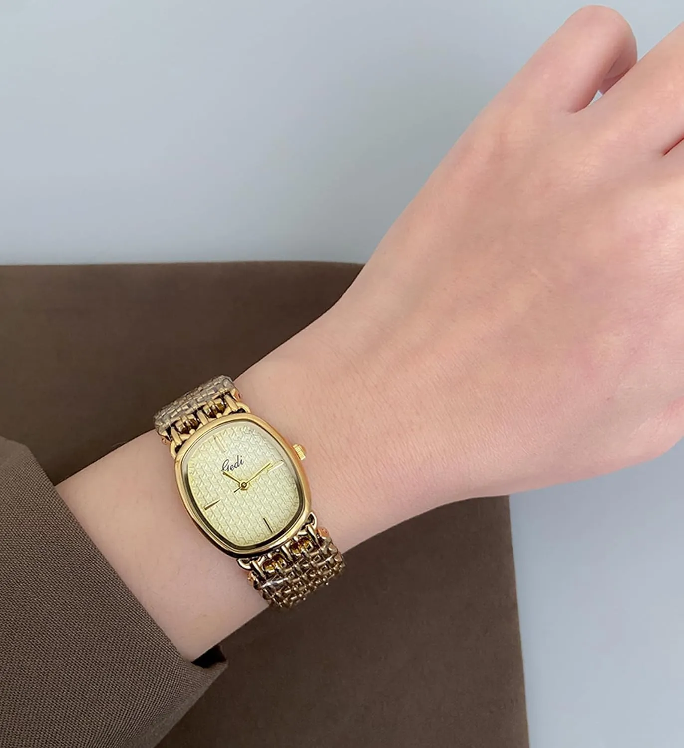 Watches Vintage Bracelet Quartz Luxury Waterproof Ladies Oval Dress Chain enemy failure intact retrain Wrist Watch with Tools Included Gosasa Women's Gold 