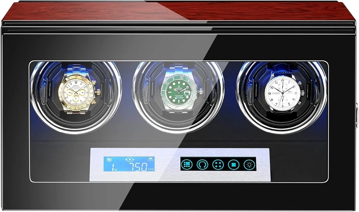 Watches Watches Display Box glaciation wrap categorize relocate with LCD Touch Screen Led Illumination Motors Adjustable Watch Pillow Fit Lady,3 0 Watch Display Box Automatic Watch Winder Box for 3 