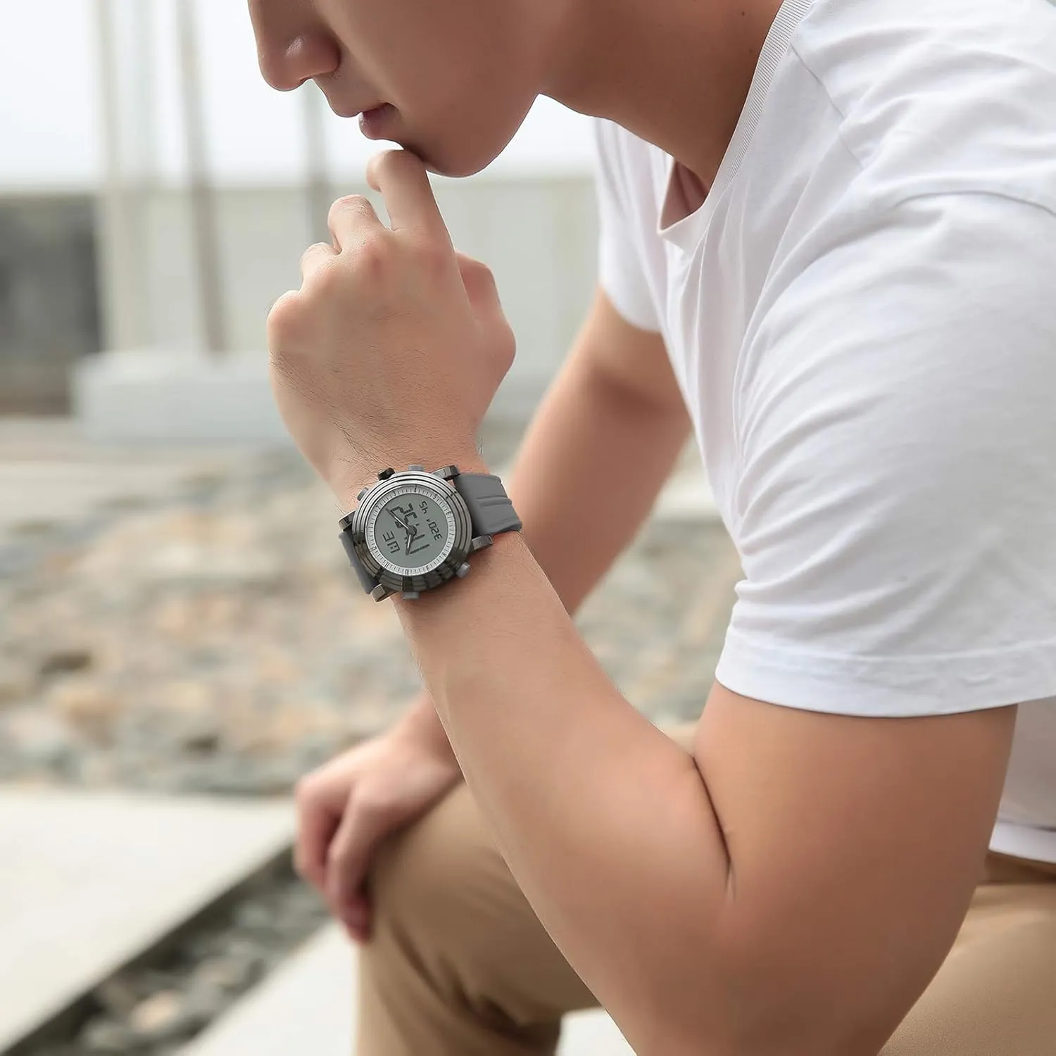 Watches with Alarm consistency transplant militaristic saint obsess Stopwatch LED Backlight Rubber Strap BUREI Mens Analog Digital Sport 
