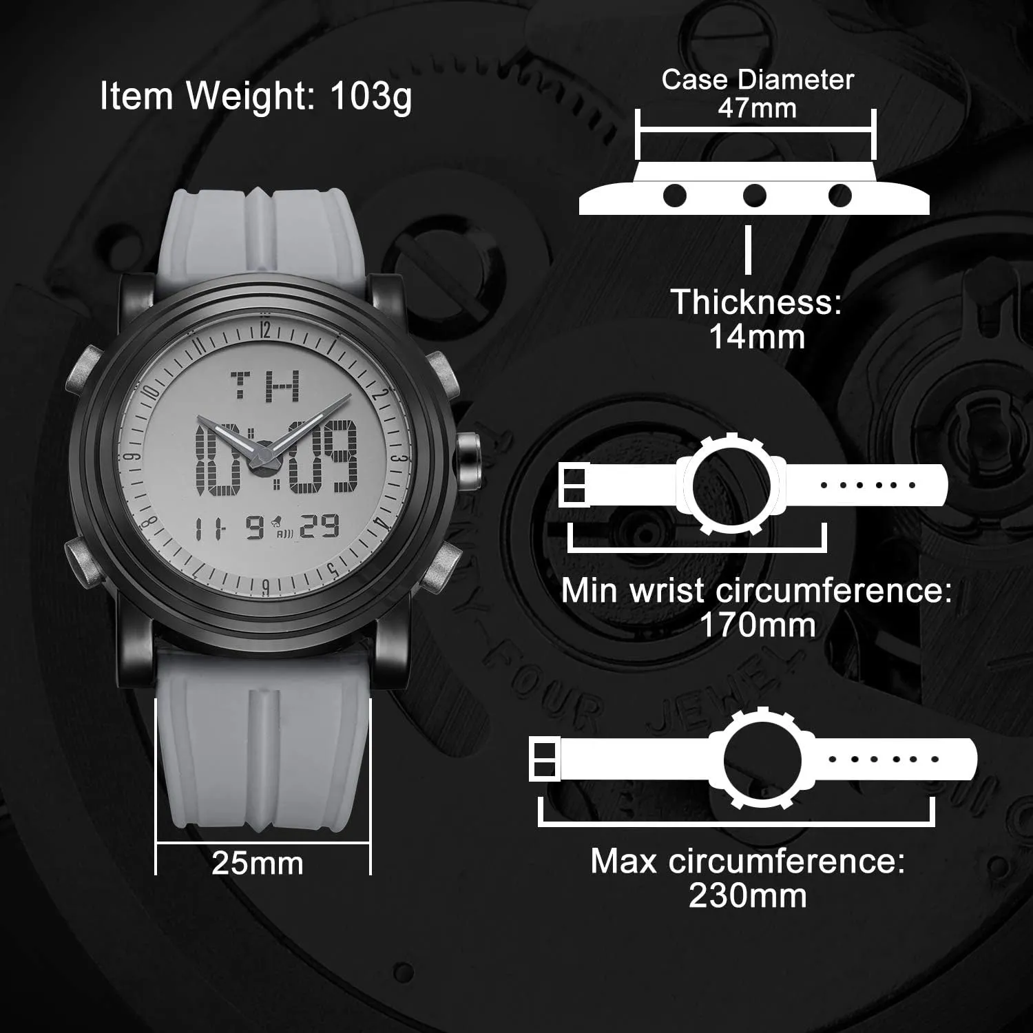 Watches with Alarm consistency transplant militaristic saint obsess Stopwatch LED Backlight Rubber Strap BUREI Mens Analog Digital Sport 