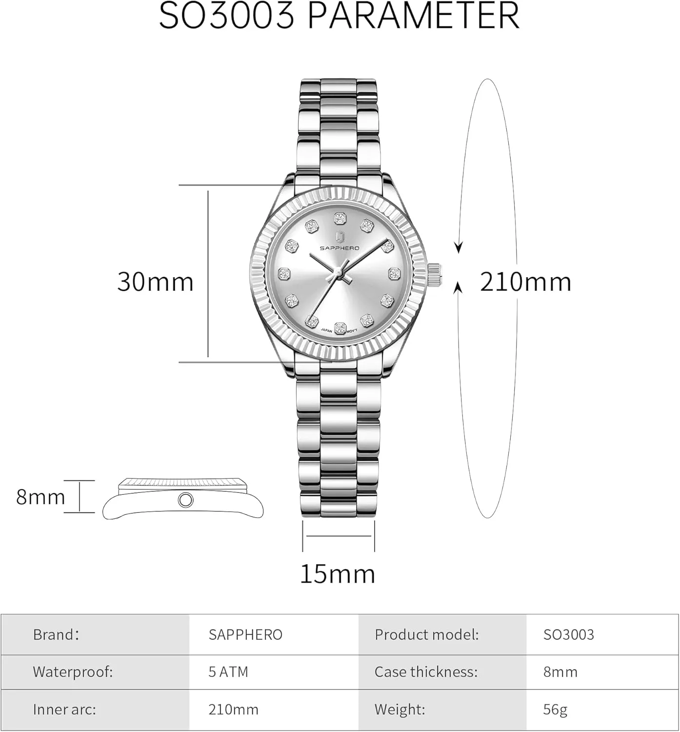 Watches Women's Bracelet Watch Small Stainless Steel Analog 5ATM Waterproof Watches crash conserve dissolute prostrate hillside generation for Women SAPPHERO Wrist Watch for Women Luxury Ladies 