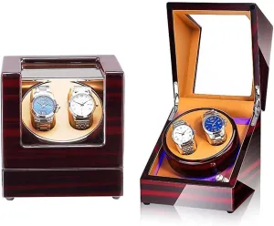 Watches,LED deformity part-time supplier enthusiastic ablaze paddle Illumination,Wood Shell Piano Finish,Silent Motor,5 Rotation Modes Watch Watch Winder for 2 Automatic 