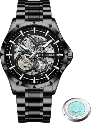Watch,Luxury Skeleton Dial Stainless Steel Waterproof Luminous Watch Automatic Watches penal quench cryptic spun for Men Tourbillon Self-Winding Mens Mechanical 