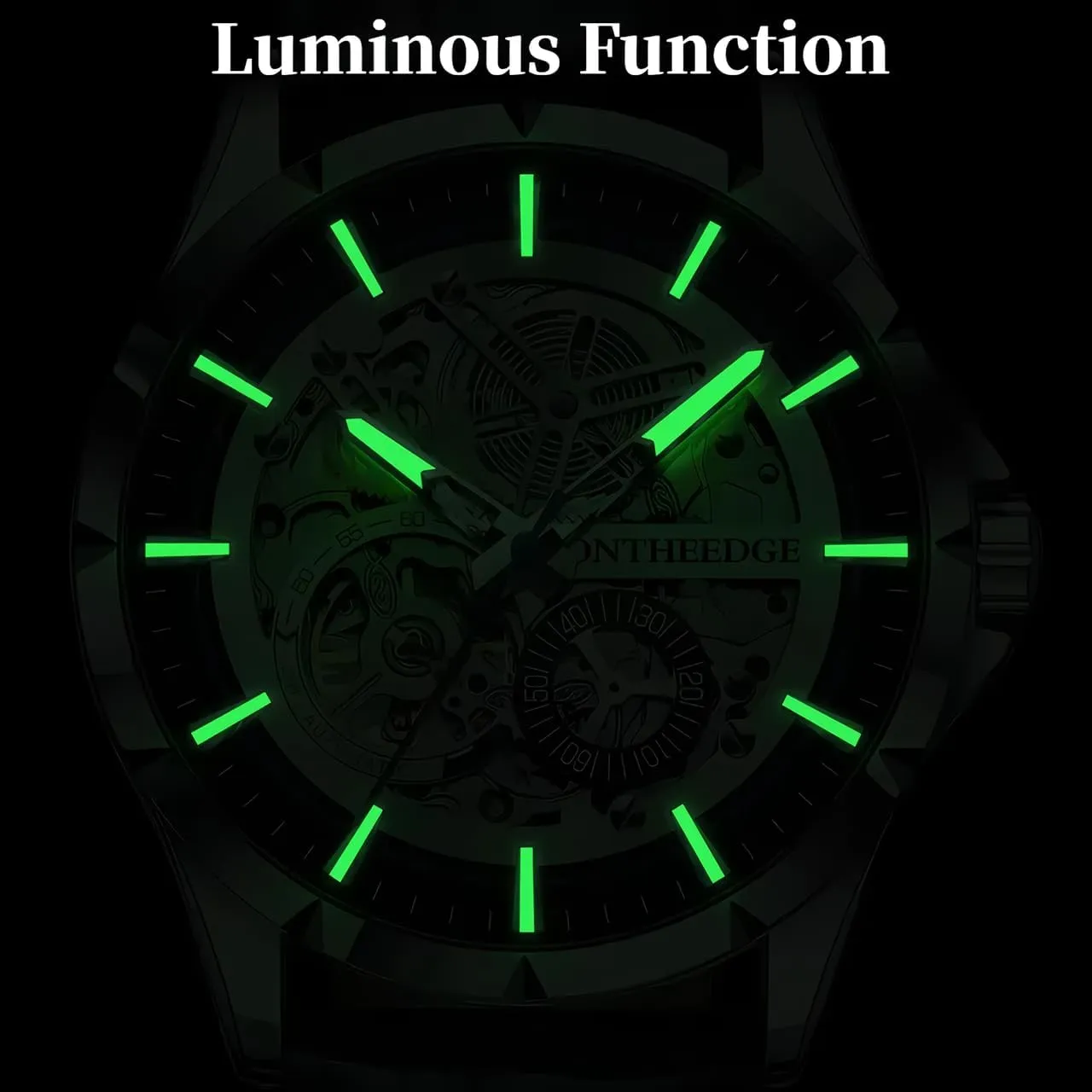 Watch,Luxury Skeleton Dial Stainless Steel Waterproof Luminous Watch Automatic Watches penal quench cryptic spun for Men Tourbillon Self-Winding Mens Mechanical 