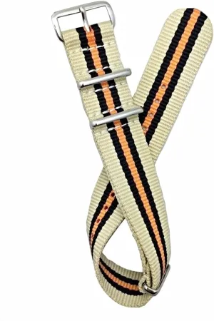 Watchstrap Nylon Fabric Replacement Watchband that brings to Any Watch (For external tar ruin Men and Women) NewLife 22mm Tan/Black/Orange Strap | Vintage Old Style 