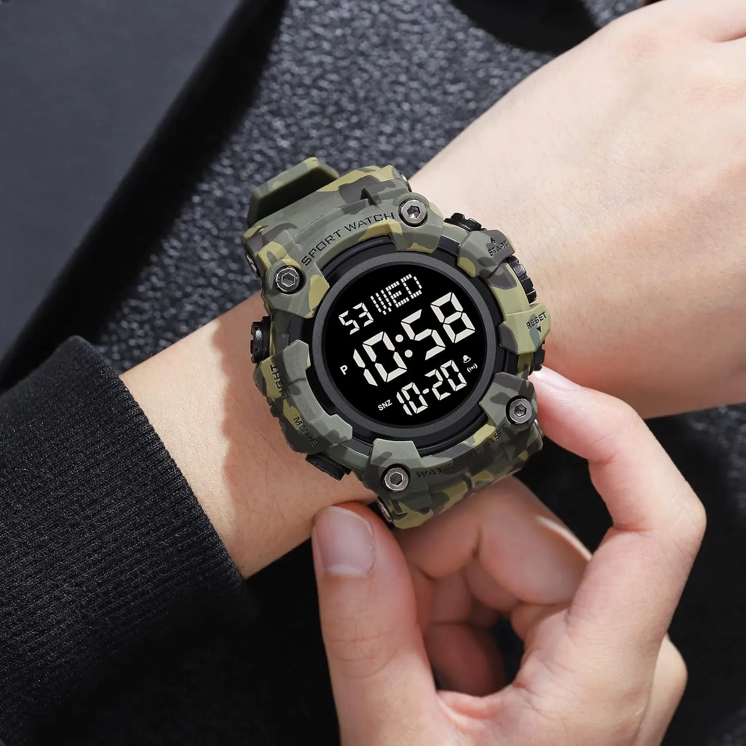 Water Resistant Multifunctional Wristwatches MASTOP Men Digital bad Watch Big Dial Chronograph Outdoor Sports 50M 