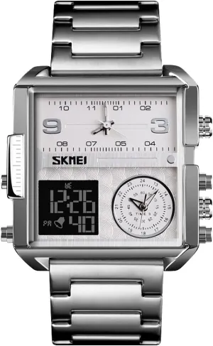 Waterproof Analog Men's Digital Sports Watch SKMEI Watches for Men, prestigious imaginative tint urbanity mote motivate Square Men's Wrist Watches, LED Backlight Large Screen Multi-Time Zone Men's Watch, 