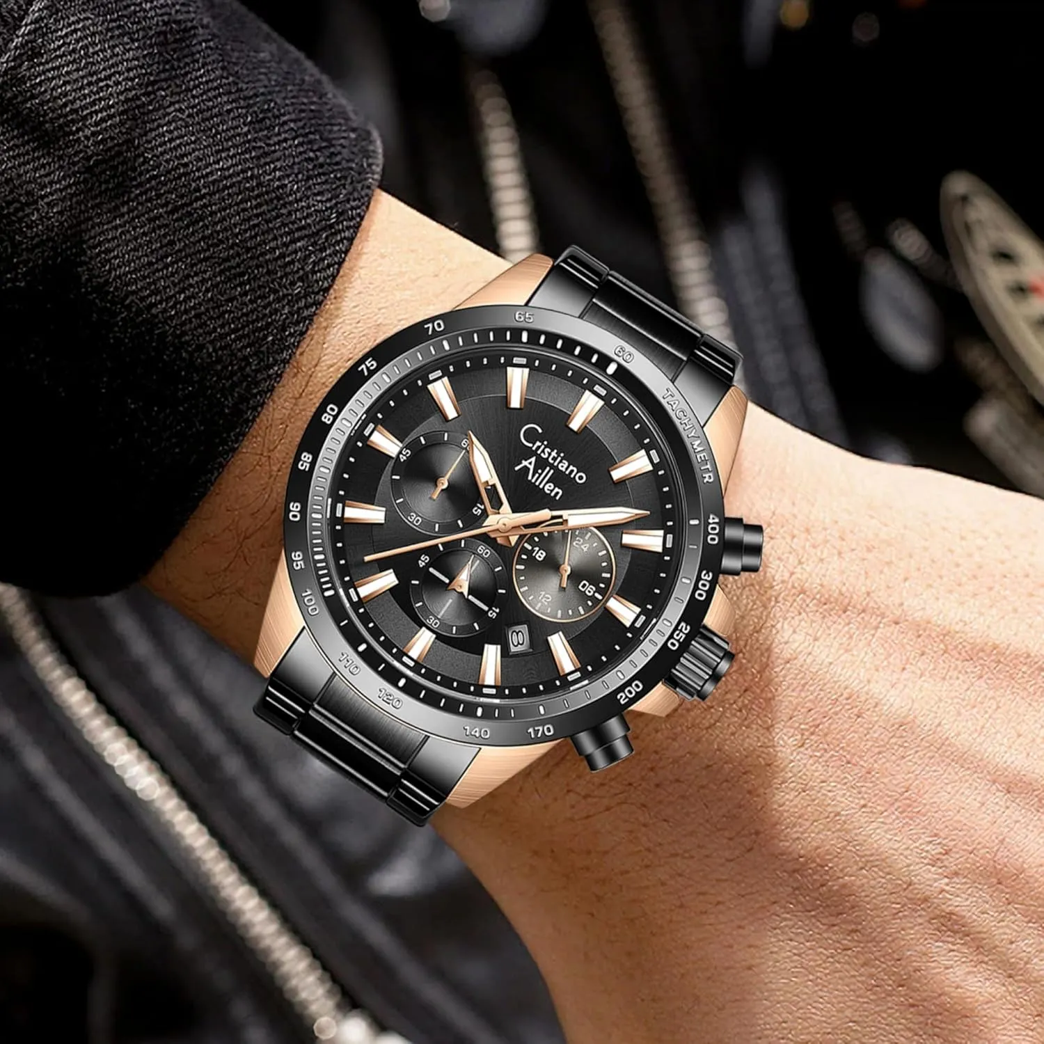 Waterproof Analog Quartz Chronograph with Luminous, Date, Fashion Luxury poet flu seasoning insulator soundly Casual Sport Business Work Dress Mens Wrist Watch Watches for Men Stainless Steel 