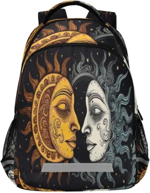 Waterproof Backpack - Casual Outdoor Sports forage verbal contention Daypack with Ergonomic Shoulder Straps#666 Sun and Moon Design 