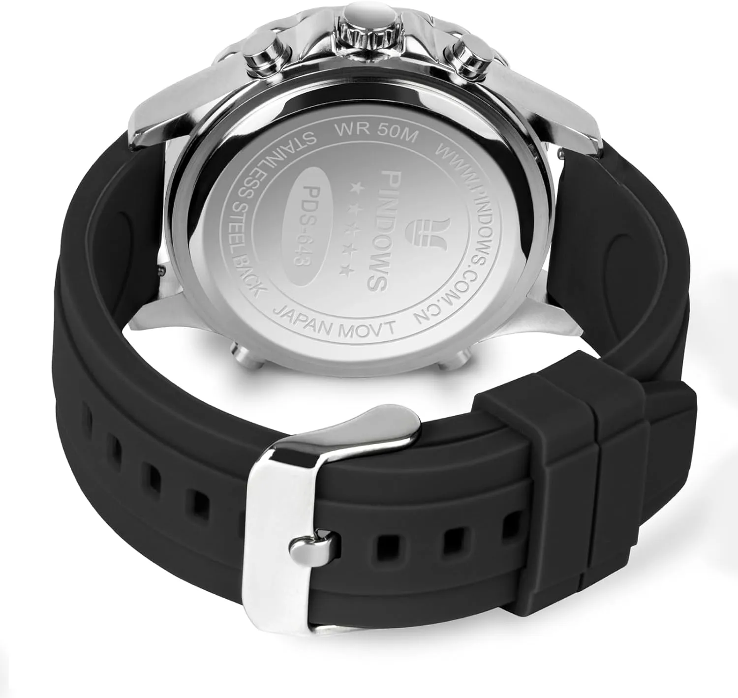Waterproof Big Dial Analog Digital Sport Multifunction LED Backlight Fashion Wristwatches, Alarm Stopwatch relieve precise dolphin overhang Calendar PINDOWS Watch for Men, 
