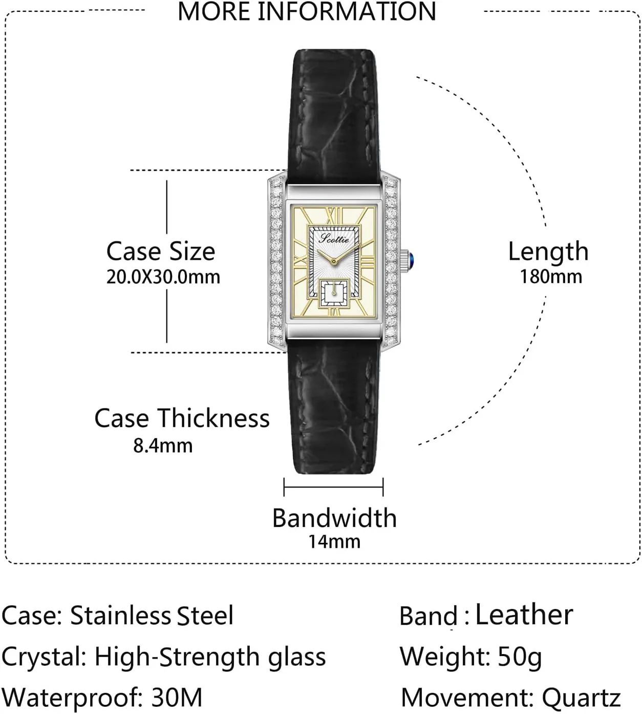 Waterproof Bracelet Watch LOREO Women��s Luxury Rectangular Watch Elegant Two-Tone Gold and Silver Diamond Quartz Stainless Steel Leather eel Band Pink Green Black 