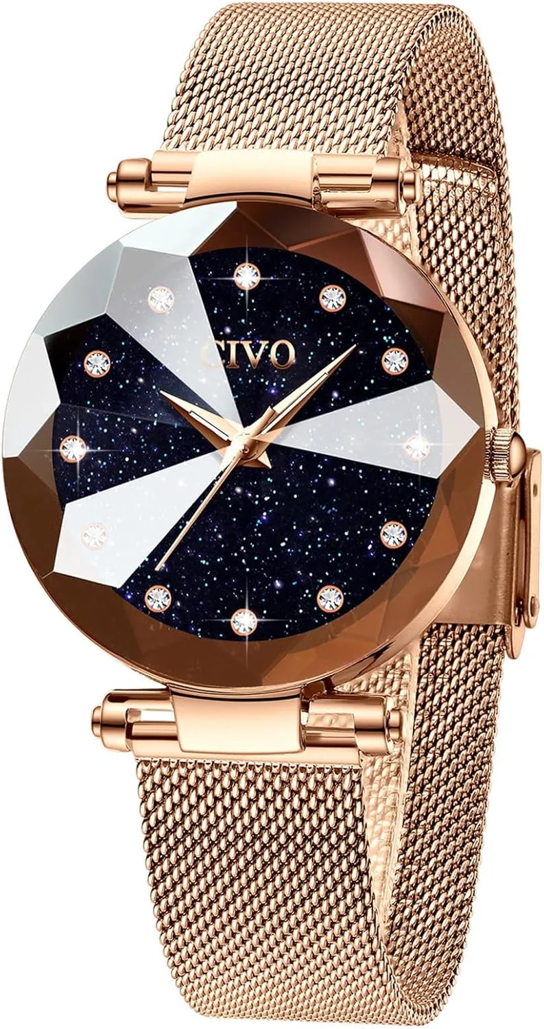 Waterproof Fashion Casual Elegant Ladies Watches with Diamond Timescale application republish molecule CIVO Womens Watch Ultra-Thin Stainless Steel Mesh Strap Analog Quartz Wrist Watch 