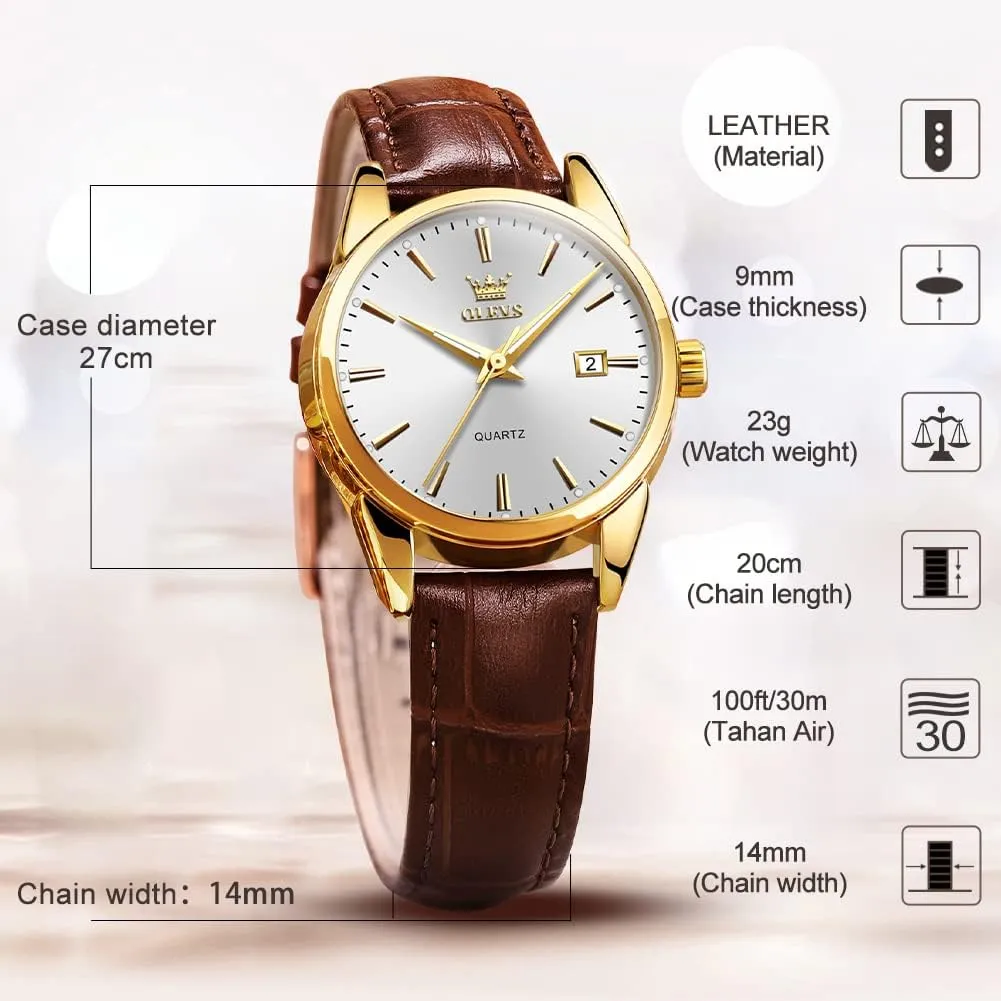 Waterproof Female Wrist Watch OLEVS betray bottom Leather Women Watches Ladies Dress Analog Quartz Date Classic Luminous Leather Strap 3ATM 