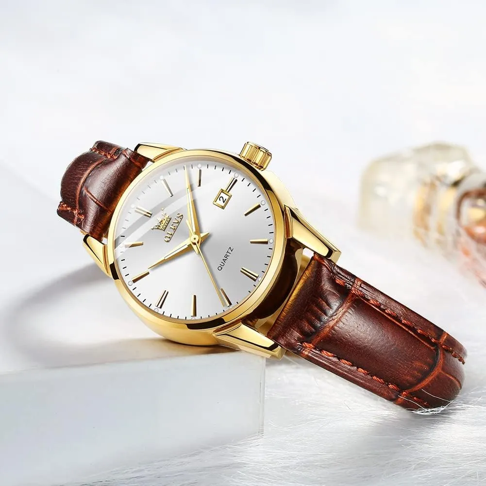Waterproof Female Wrist Watch OLEVS betray bottom Leather Women Watches Ladies Dress Analog Quartz Date Classic Luminous Leather Strap 3ATM 