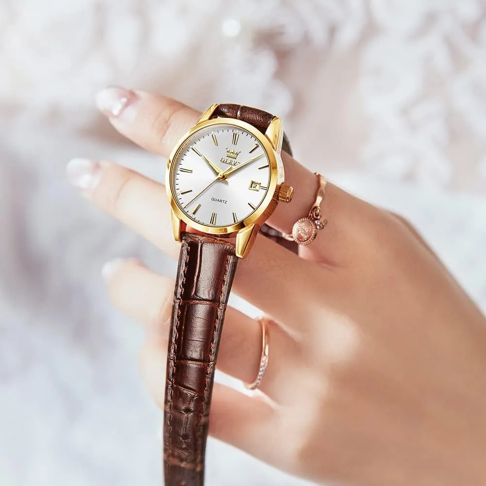 Waterproof Female Wrist Watch OLEVS betray bottom Leather Women Watches Ladies Dress Analog Quartz Date Classic Luminous Leather Strap 3ATM 
