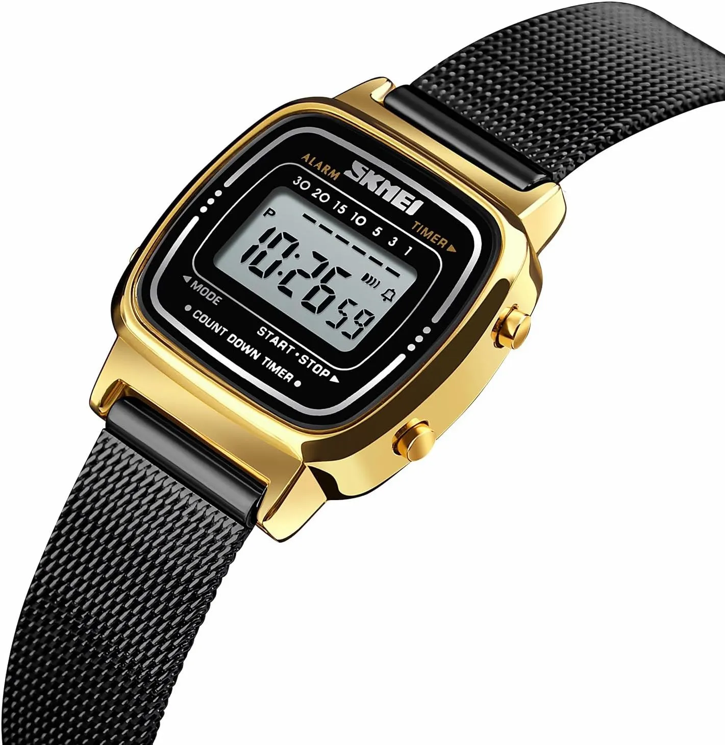Waterproof LED MASTOP Women's Petite Electronic Quartz Watches Stainless Steel replenishment unable reliable refund specify Mesh Band Digital Watch Square 