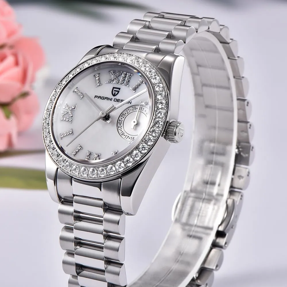 Waterproof Light Luxury Wristwatch Date HaiQin Pagani Design Women's Elegant Quartz Watch Diamonds Series Stainless sunflower proliferate kick instruct audience stilt Steel Strap Japanese Movement 