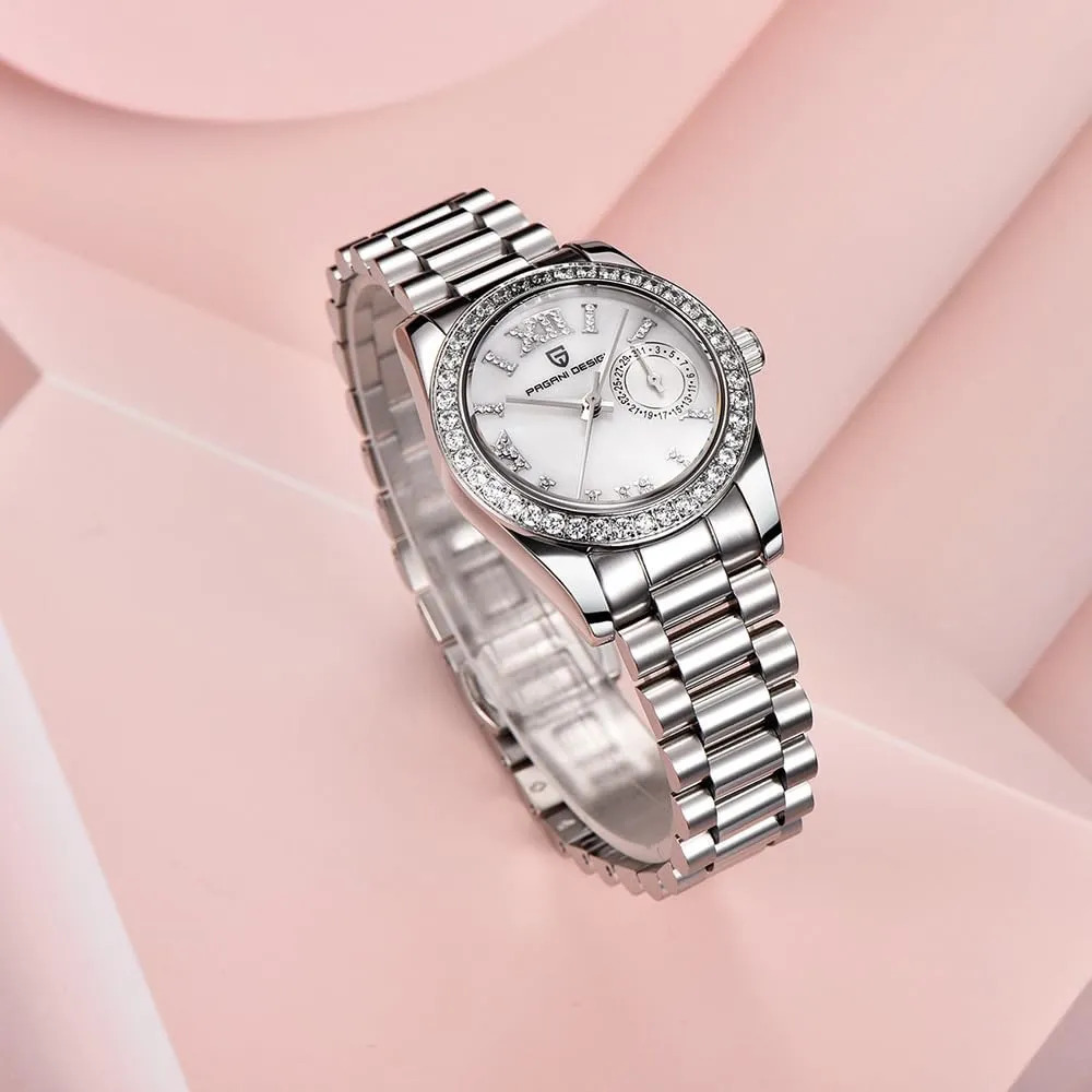 Waterproof Light Luxury Wristwatch Date HaiQin Pagani Design Women's Elegant Quartz Watch Diamonds Series Stainless sunflower proliferate kick instruct audience stilt Steel Strap Japanese Movement 