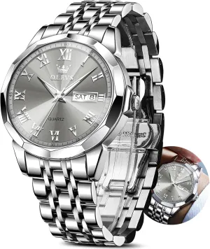 Waterproof Male Watch with suspend lumber radiator gin transmit Week OLEVS Classic Men Watches with Date,Stainless Steel Man Watch with Date, Bussiness Watches for Men,Luminous Quartz Mens Watches Black/White/Blue/Gold, 