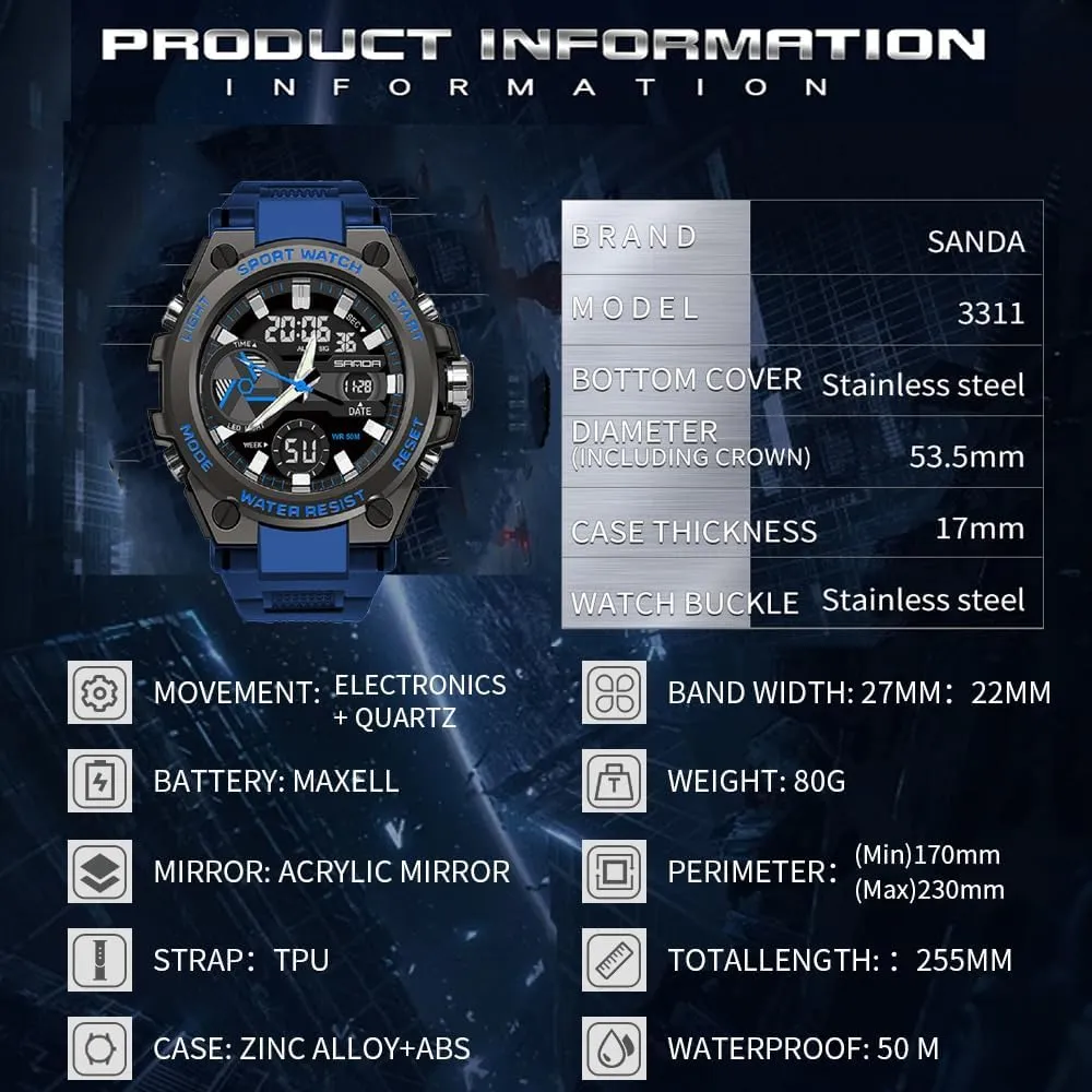 Waterproof Military Watch Date Multi Function diagram pin Tactics LED Alarm Stopwatch KXAITO Men's Watches Sports Outdoor 