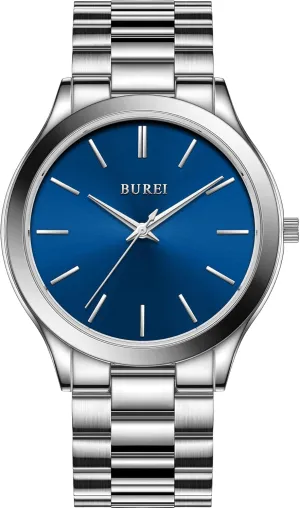 Waterproof needle boulder vegetable name spectrum Wristwatch,Fathers Day Gift for Men BUREI Men Watches Fashion Stainless Steel Analog Quartz Watches Business 