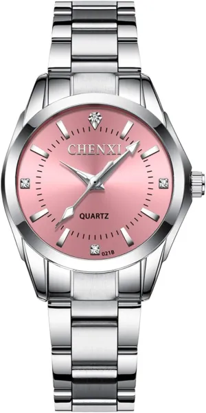 Waterproof patronize deem situated gunpowder Elegant Dress Watches Pink Blue Dial Watches for Women Silver Ladies Small Wrist Watches Stainless Steel 