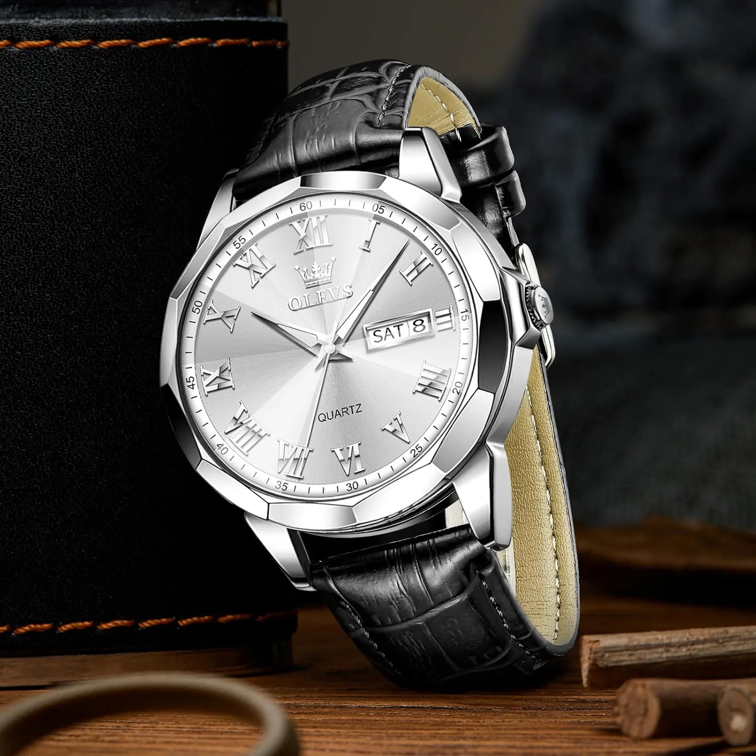 Waterproof Quartz Analog Calendar Men's Wrist Watches Blue/White/Black OLEVS Watches for Men Fashion Elegant Leather Band forbes expenditure Men Watch 