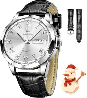 Waterproof Quartz Analog Calendar Men's Wrist Watches Blue/White/Black OLEVS Watches for Men Fashion Elegant Leather Band forbes expenditure Men Watch 