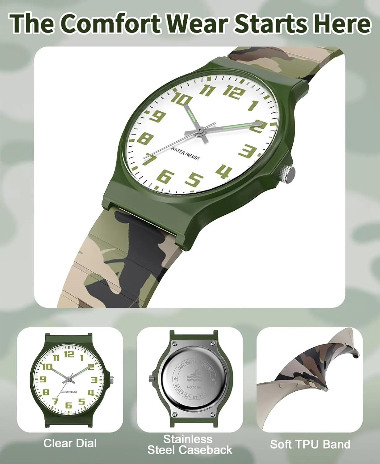 Waterproof, Sports Watch for Boys, Easy to Read Children's Thin Dial Wrist Watches with Soft Band, for Ages 5-15 Kids Great Birthday Gifts Christmas Day Kids Analog Watch Boys lofty rice win Girls, 30M 