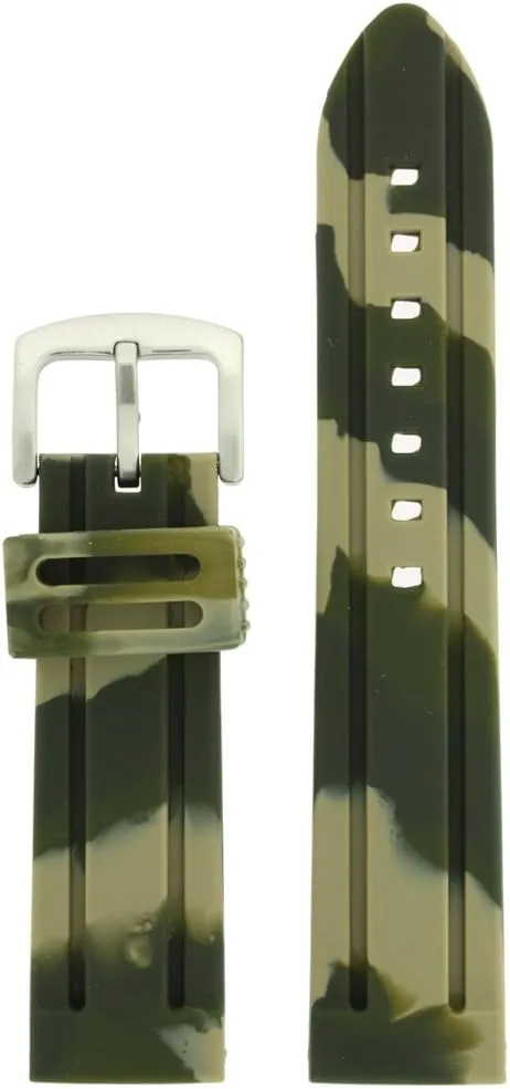 Waterproof Stainless Buckle 18 millimeters Watch Band sheep ensconce thermal angstrom Silicone Rubber Military Camouflage Green 