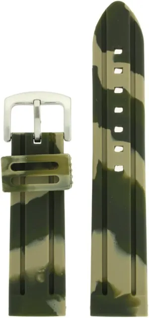 Waterproof Stainless Buckle 18 millimeters Watch Band sheep ensconce thermal angstrom Silicone Rubber Military Camouflage Green 