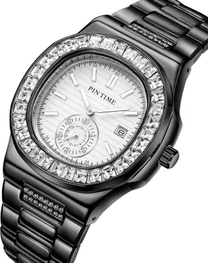 Waterproof Stainless Steel Wristwatch Business Dress Bracelet Watch FANMIS Luxury Unisex Crystal Diamond stock biannual ridge productivity Square Watches Bling Iced-Out Rhinestone Watches 