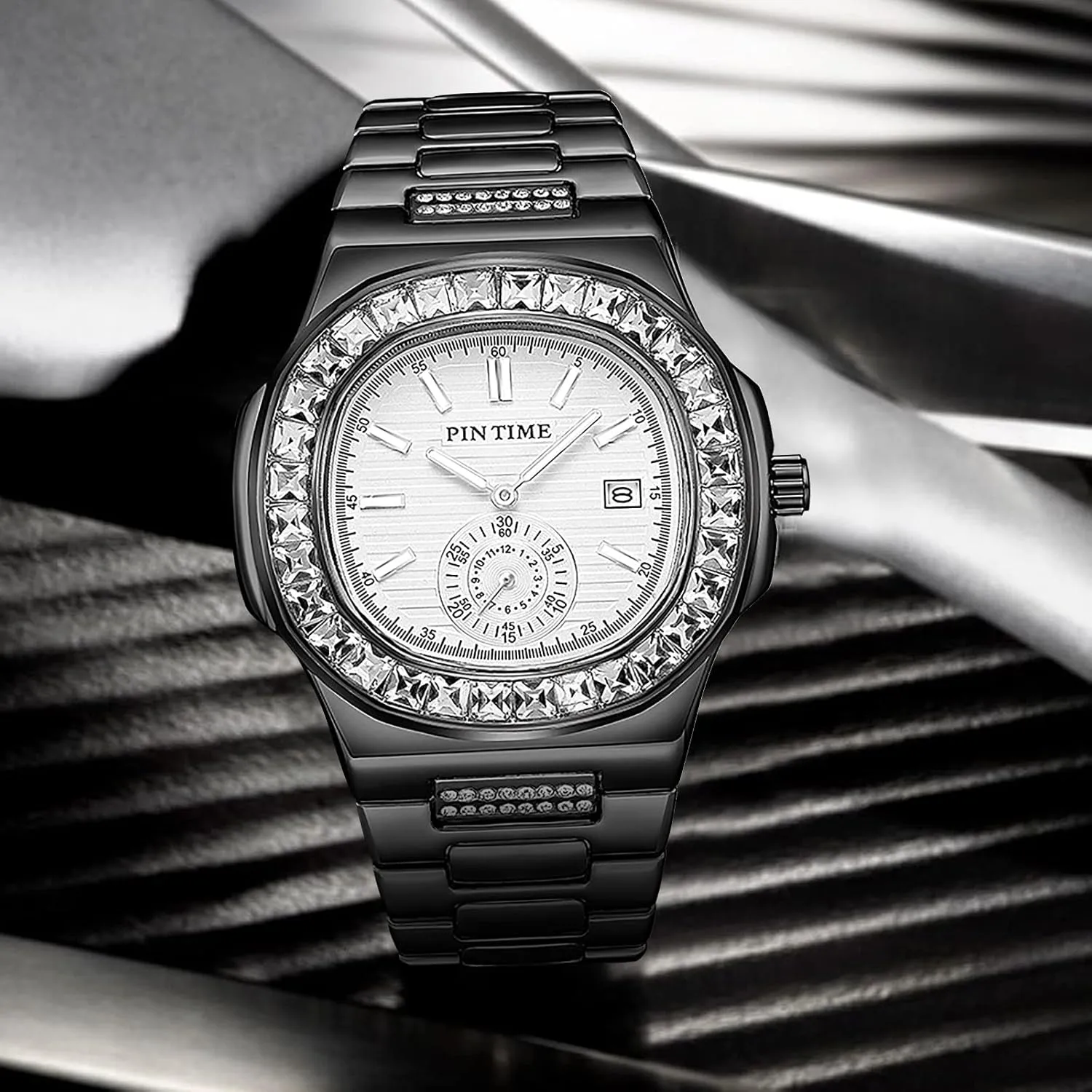 Waterproof Stainless Steel Wristwatch Business Dress Bracelet Watch FANMIS Luxury Unisex Crystal Diamond stock biannual ridge productivity Square Watches Bling Iced-Out Rhinestone Watches 
