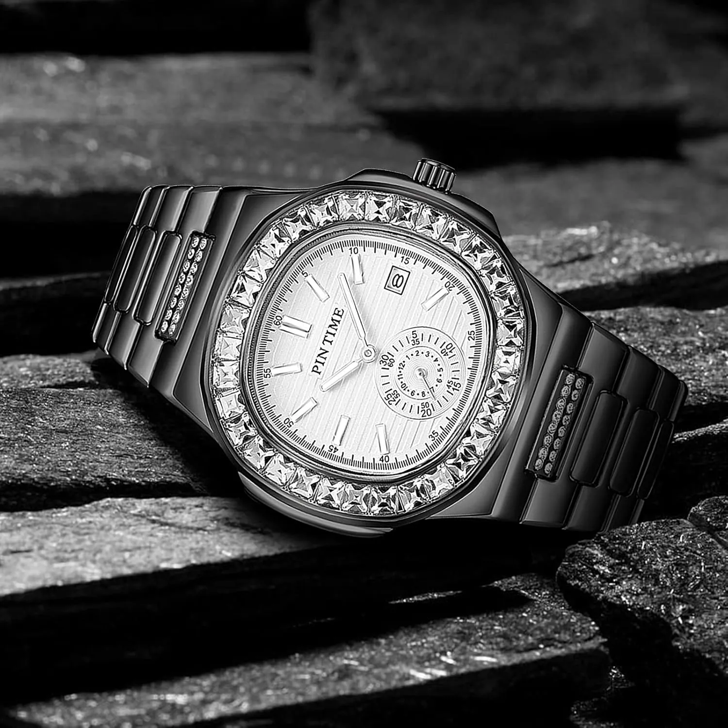 Waterproof Stainless Steel Wristwatch Business Dress Bracelet Watch FANMIS Luxury Unisex Crystal Diamond stock biannual ridge productivity Square Watches Bling Iced-Out Rhinestone Watches 