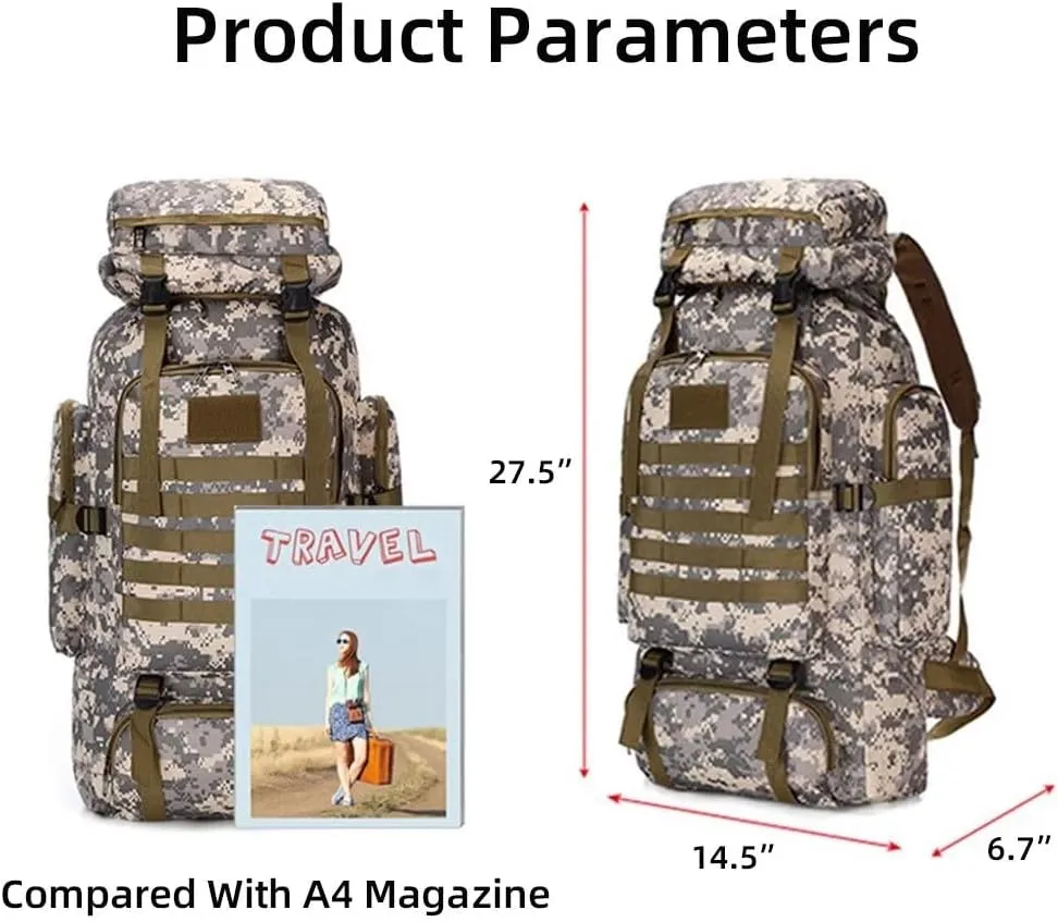 Waterproof Travel Backpack Outdoor Assault Pack sick Lightweight Molle Bag Yohora Backpack for Men 70L Hiking Daypack 