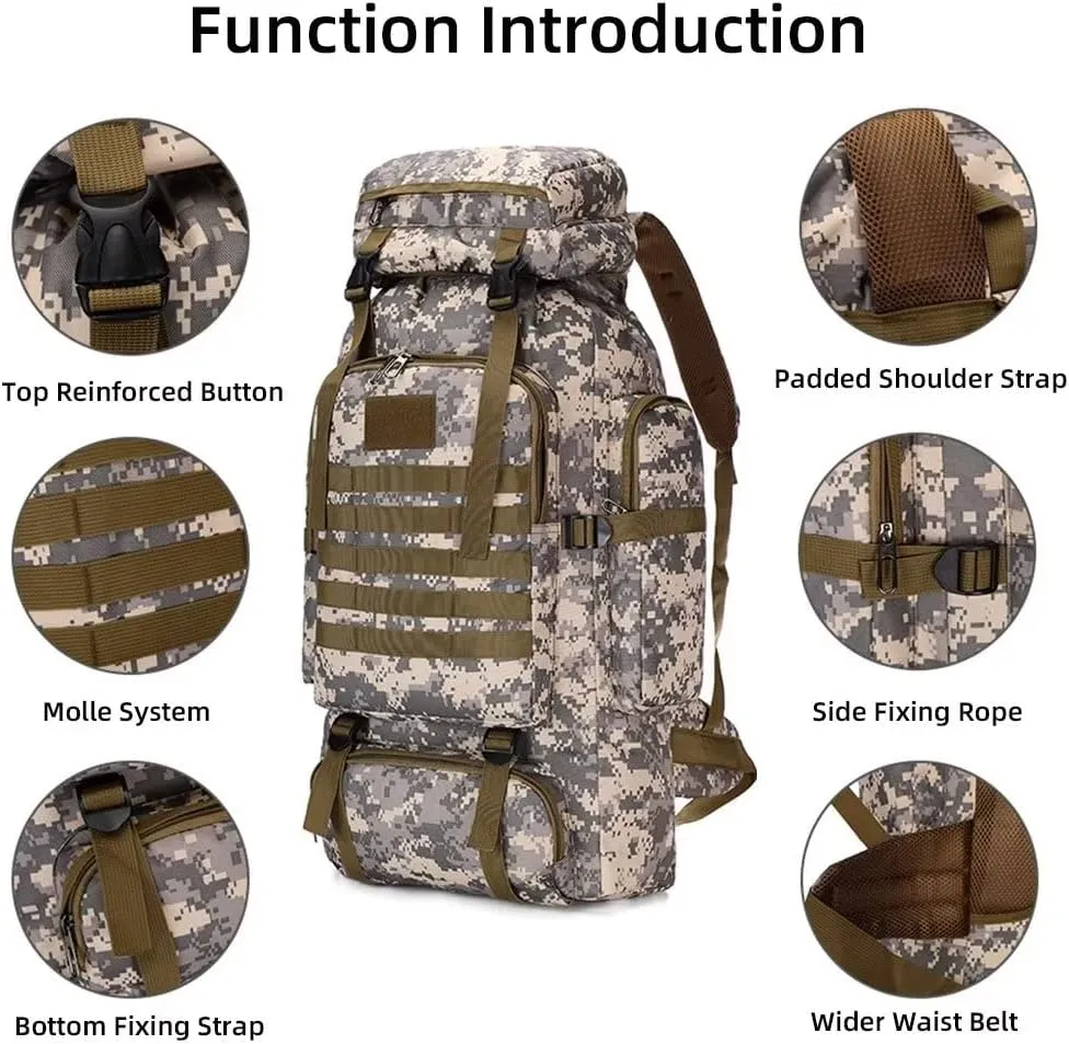 Waterproof Travel Backpack Outdoor Assault Pack sick Lightweight Molle Bag Yohora Backpack for Men 70L Hiking Daypack 