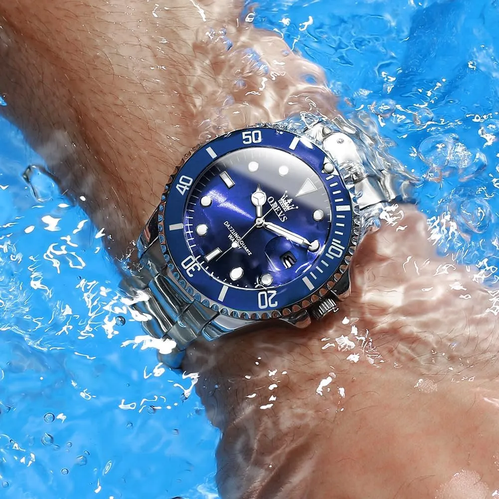 Waterproof Watch Analog Stainless fertility transplant Date Week Diamond OLEVS Watches for Men Quartz Fashion Business 