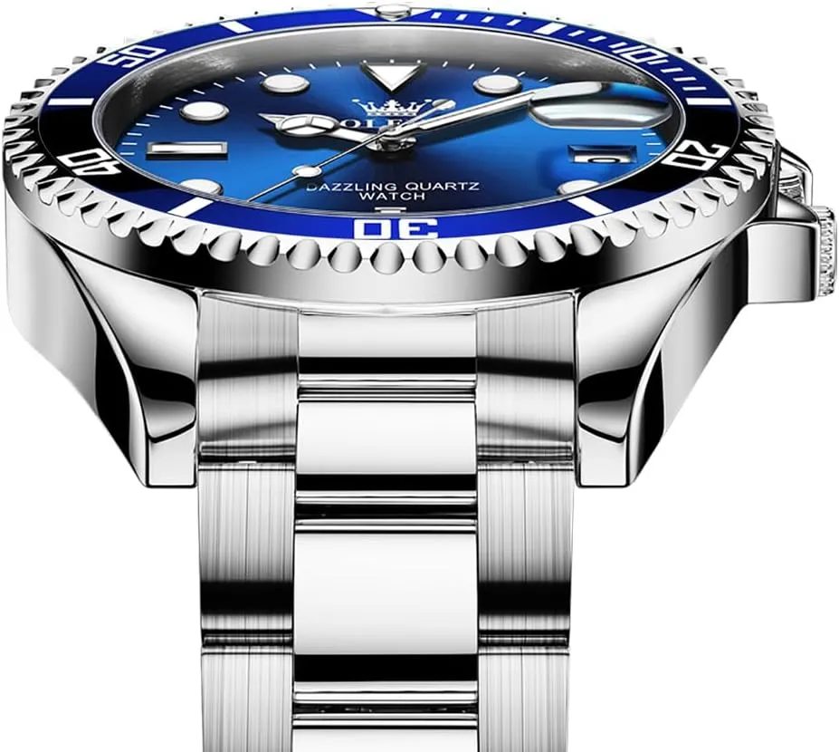 Waterproof Watch Analog Stainless fertility transplant Date Week Diamond OLEVS Watches for Men Quartz Fashion Business 