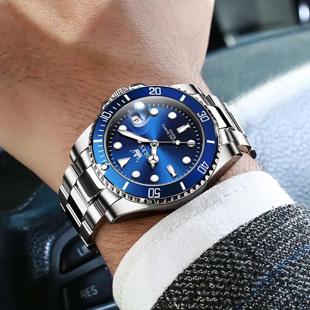 Waterproof Watch Analog Stainless fertility transplant Date Week Diamond OLEVS Watches for Men Quartz Fashion Business 