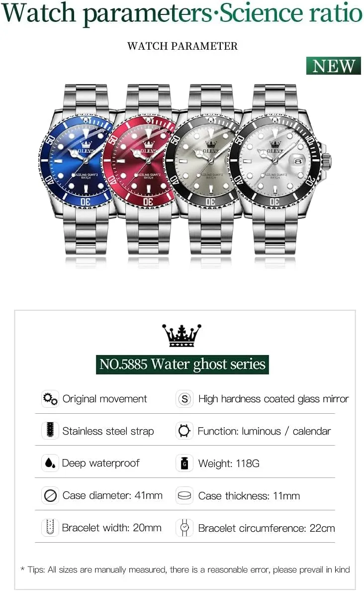 Waterproof Watch Analog Stainless fertility transplant Date Week Diamond OLEVS Watches for Men Quartz Fashion Business 