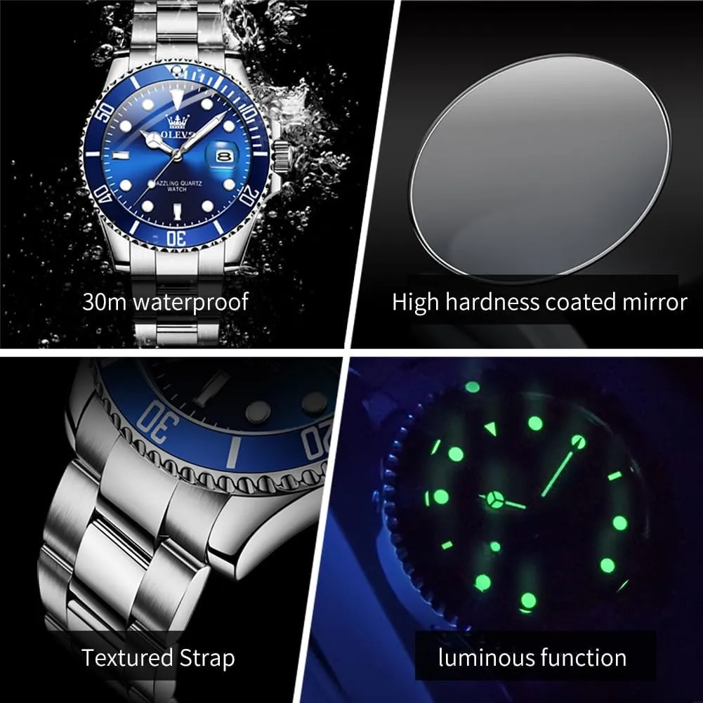 Waterproof Watch Analog Stainless fertility transplant Date Week Diamond OLEVS Watches for Men Quartz Fashion Business 