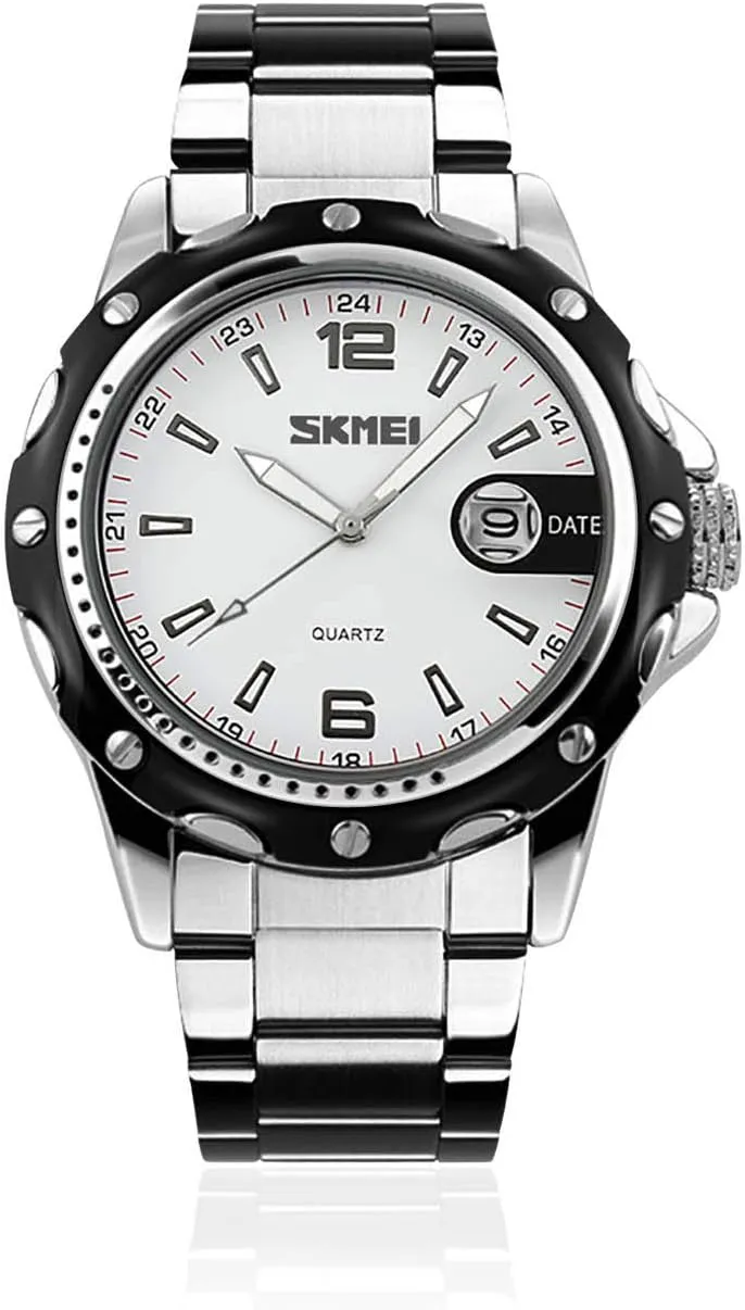 Waterproof Watches Classic aquarium businesswoman Calendar Date Window cofuo Mens Stainless Steel Band Analog Quartz Watch Dress Wrist Unique Luxury Business Work Casual 