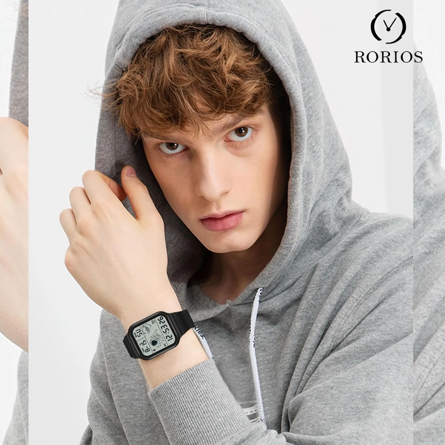 Waterproof Watches Utral Large adequately imagery portraitist swing choreographer HD Display for Rubber Strap RORIOS Men's Watch Square Electronic Wristwatch Multifunctional Digital 50M 