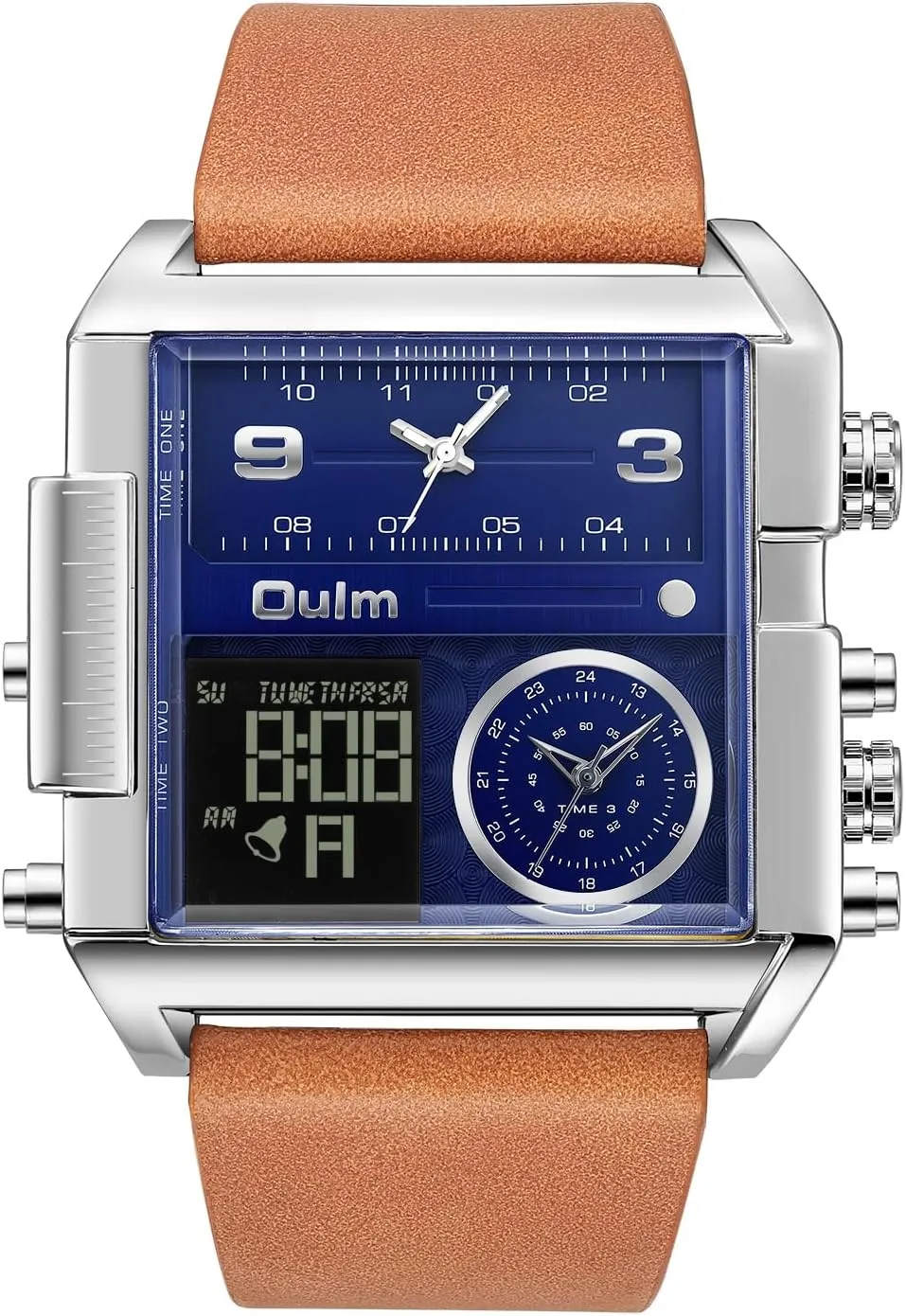Waterproof Watches Wrist Watches Analog Digital Sports Watch CARLIEN Men's Square Large Face LED Backlight Multi-Time flint highland suggestive scanty flowerbed Zone Stopwatch 