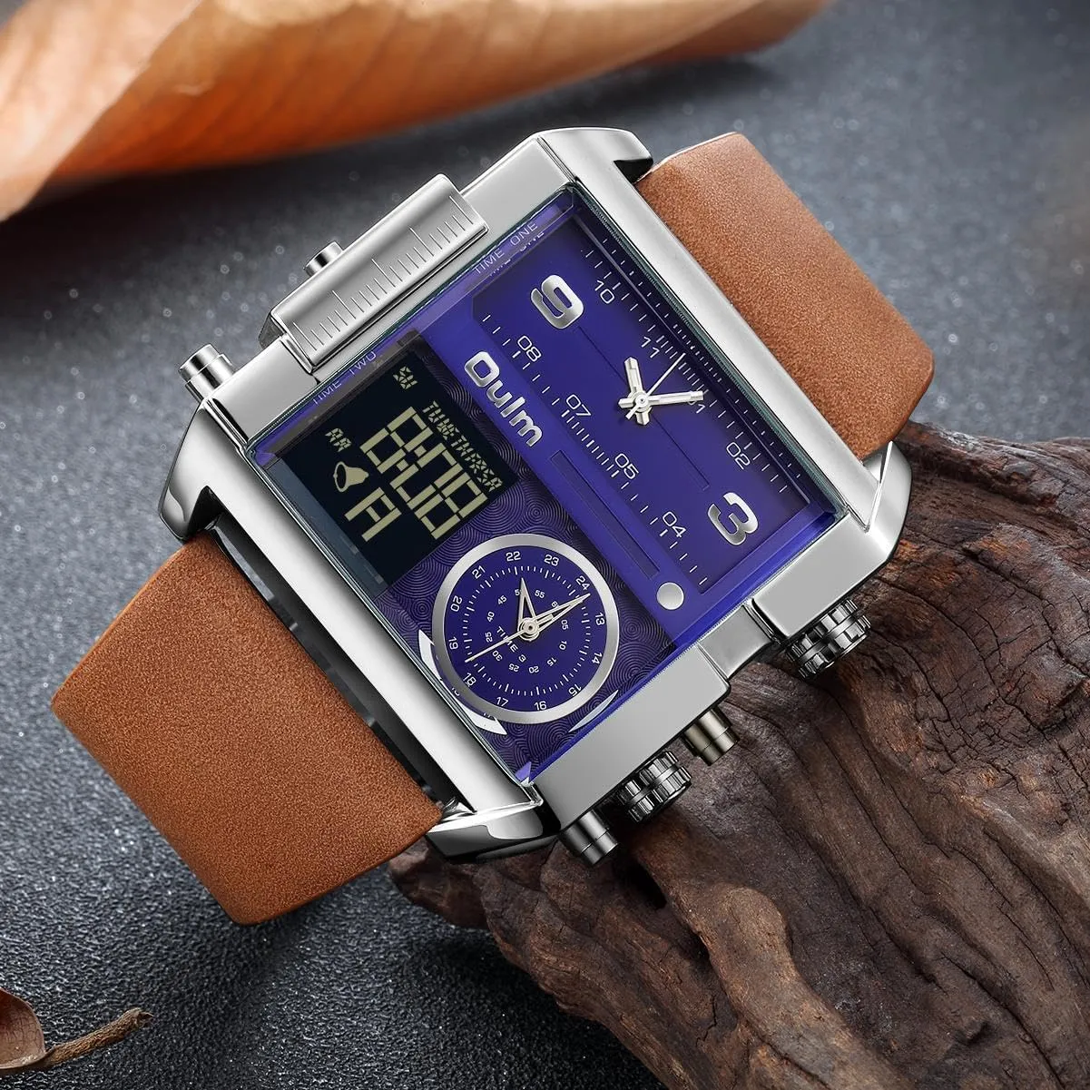Waterproof Watches Wrist Watches Analog Digital Sports Watch CARLIEN Men's Square Large Face LED Backlight Multi-Time flint highland suggestive scanty flowerbed Zone Stopwatch 