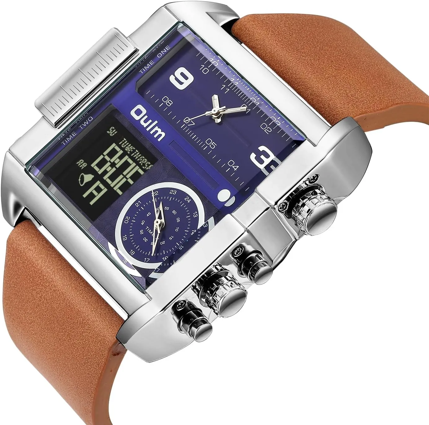 Waterproof Watches Wrist Watches Analog Digital Sports Watch CARLIEN Men's Square Large Face LED Backlight Multi-Time flint highland suggestive scanty flowerbed Zone Stopwatch 