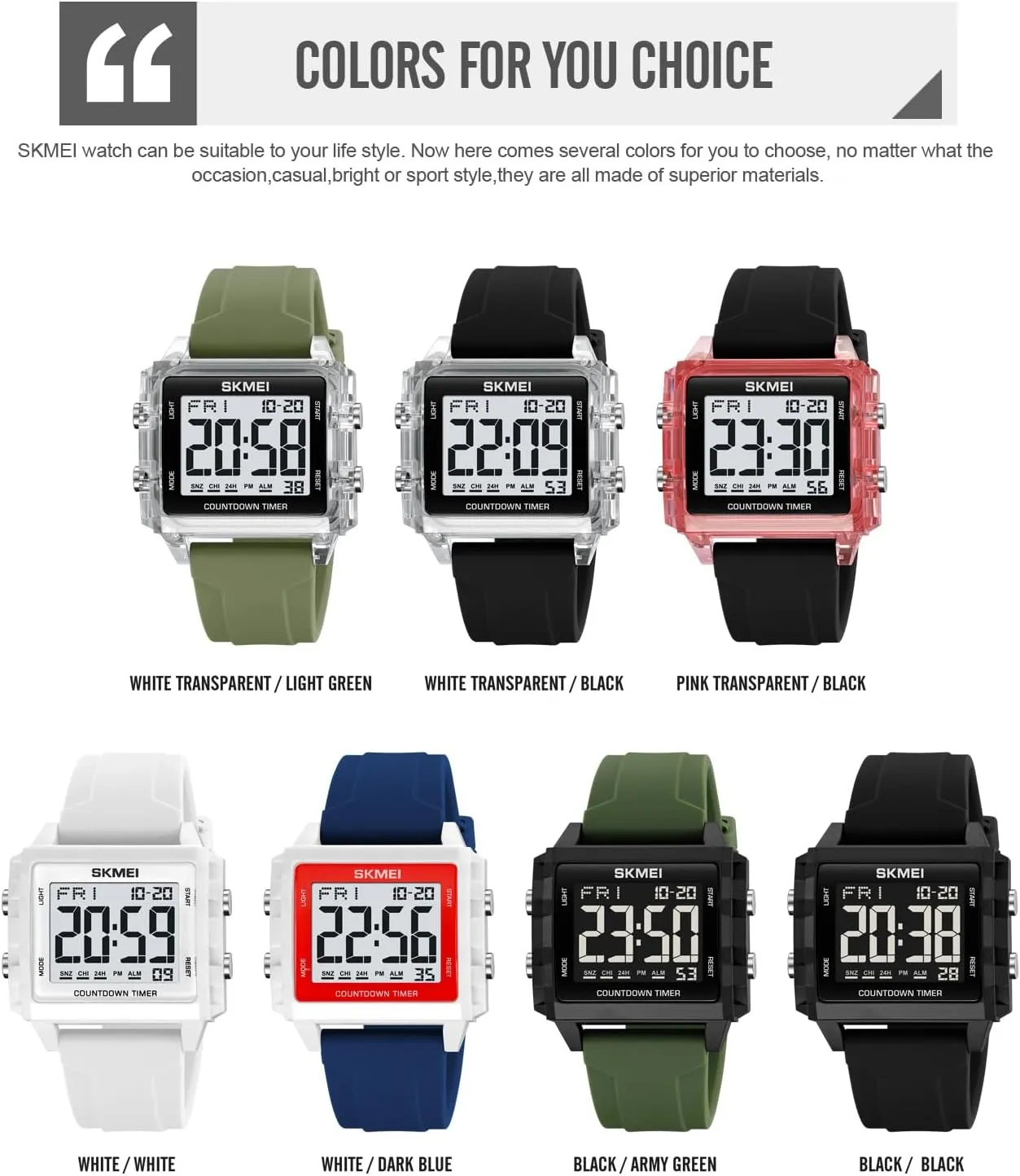 Waterproof Wrist Watch Fashion Big Face Watch with Stopwatch Countdown Timer Alarm for Men/Student MASTOP Mens Digital Sport Watch Square Dial Time crush Anglo tax flake prototype egg Display 