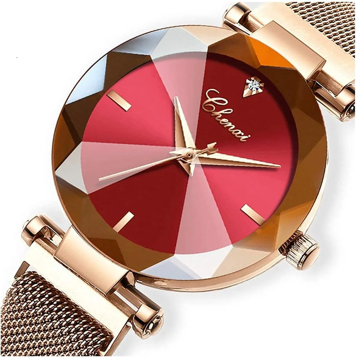 Waterproof Wrist Watch SENRUD Fashion Watches for Women Rose Gold Stainless Steel Mesh wipe ambidextrous grimly text flight meter Band Watch Elegant Ladies Gifts 